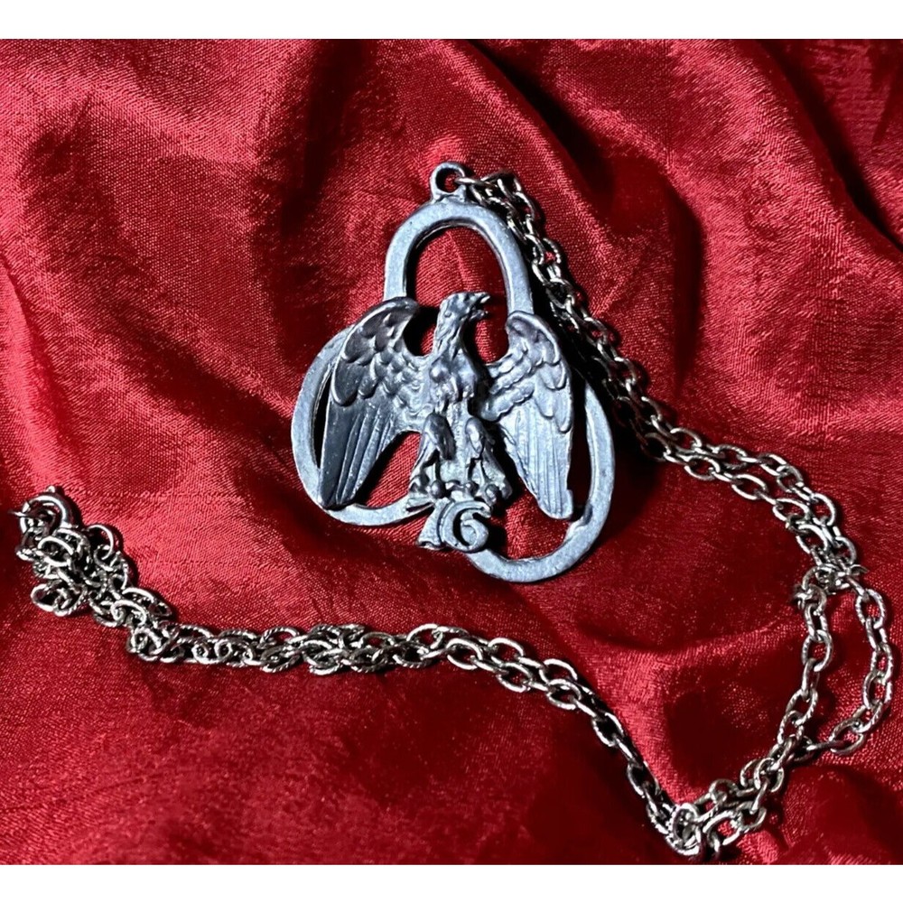 Vintage 1930's Cast Pewter Necklace Eagle of 76 Commemorative